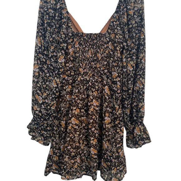 2 Bella Black Floral Print Mini Dress - Picture 2 of 7